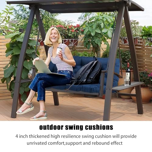 Waterproof Porch Swing Cushion with Backrest and Ties, 2-3 Seat G12798