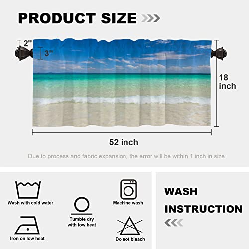 Batmerry Blue Ocean Tropical Beach Valances Half Window Curtain Set of 2 52x18 Inch Z8500