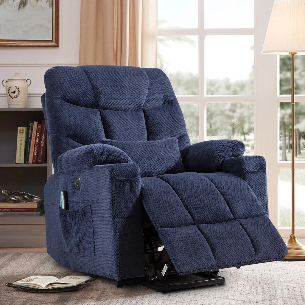 Power Lift Recliner Chair with Vibration Massage & Heat, Blue P788