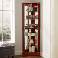 Knocbel Classic 72" Tall Corner 6-Shelf Curio Cabinet with Tempered Glass Doors and Adjustable Storage Shelves, Free Standing Display Showcase Bookshelf for Living Room Bedroom Home Office (Cherry)