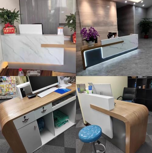 Reception Desk with Counter, Lockable Drawer & Door Cabinet, 120cm R558055