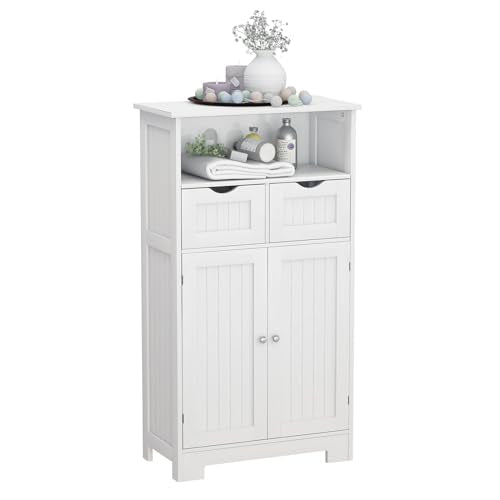 Modern Bathroom Floor Cabinet with 2 Doors and 1 Drawer, White E91459