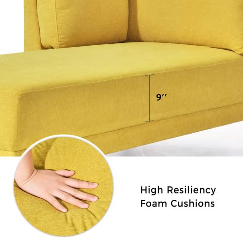 Mid-Century Modern Fabric Corner Lounge Chair, Yellow N877