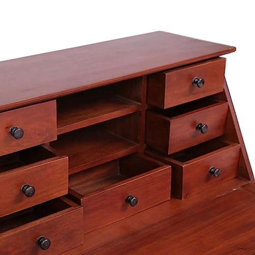 Vintage Secretary Desk Solid Wood with Flip Top Storage E708