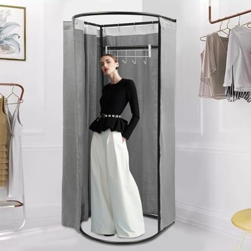 Portable Fitting Room with Shading Curtain, Foldable Dressing Screen for Office Outdoor (Grey) H78927