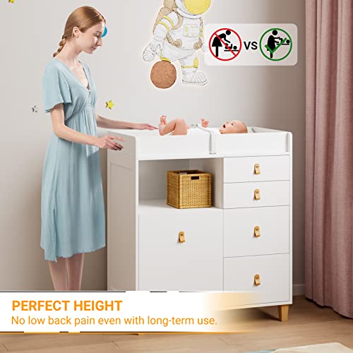 Baby Changing Table Dresser with Drawers & Shelf, White O5787