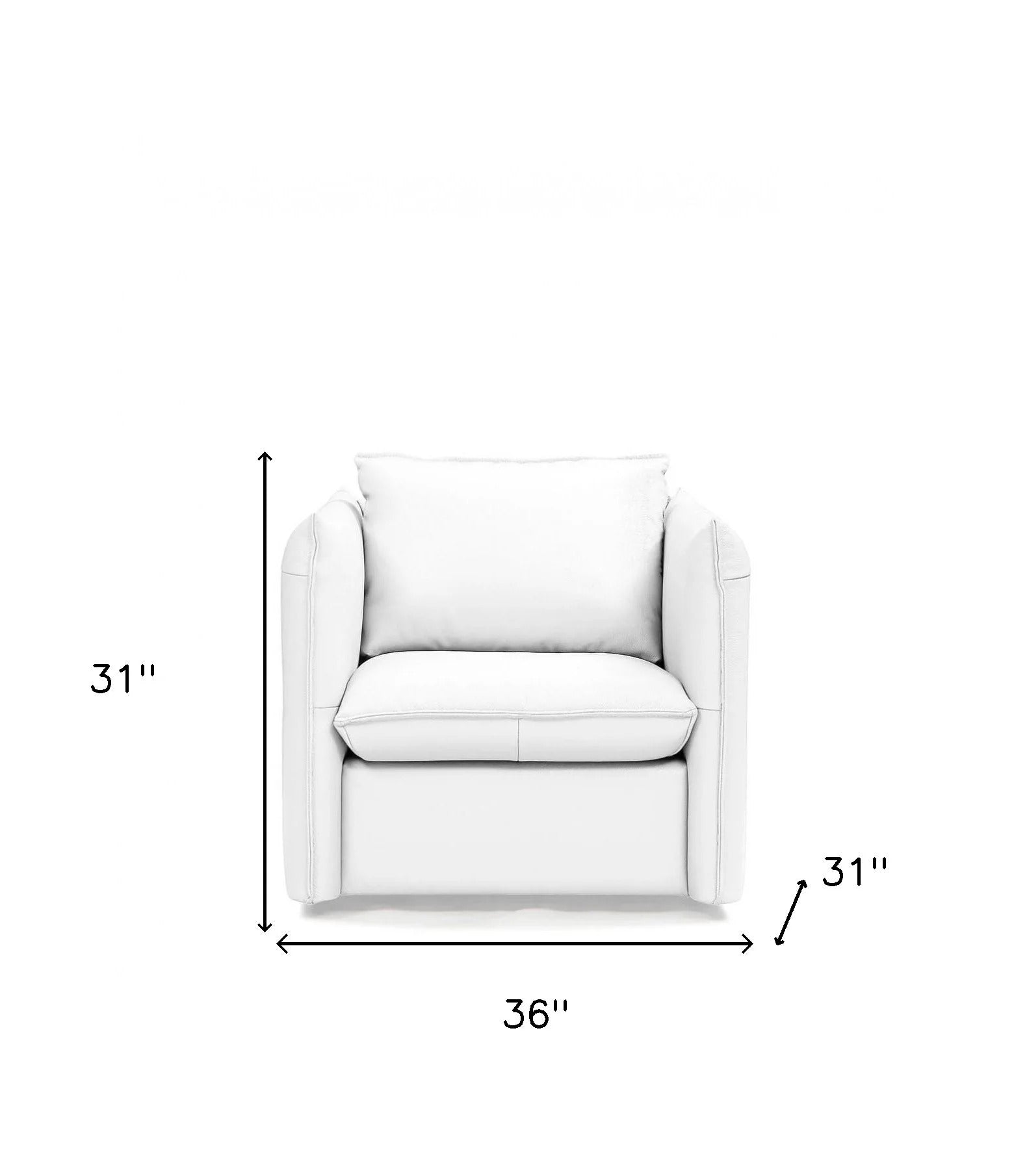 HomeRoots 31 x 36 x 31 in. White Genuine Leather Swivel Accent Chair D957936