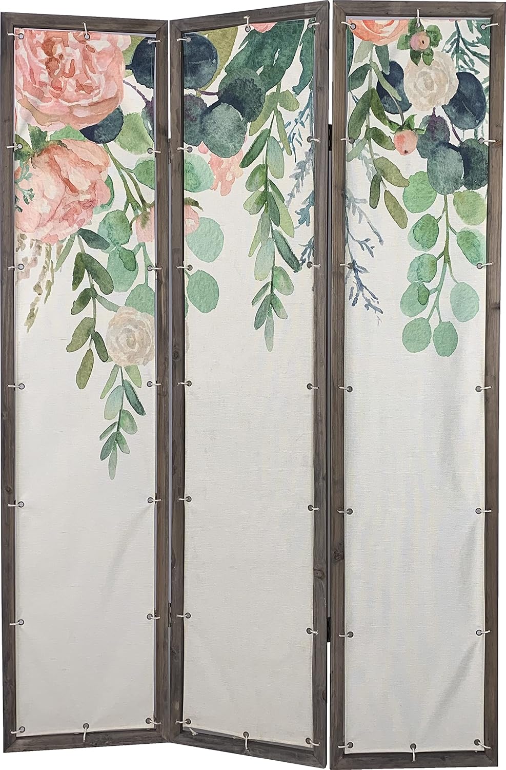 Room Divider Screen Oriental Furniture Privacy Screens Flowers Painting Canvas 3-Panel Foldable Portable Room Separating Divider Room Partitions and Dividers Freestanding 71'' Tall