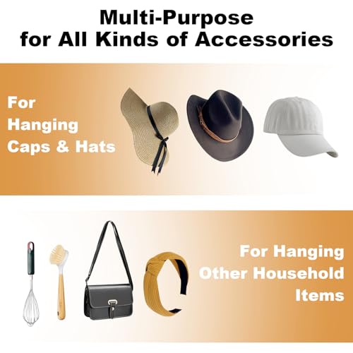 Hat Rack for Baseball Caps, 2Pcs Adhesive Wall Hat Holder E331604