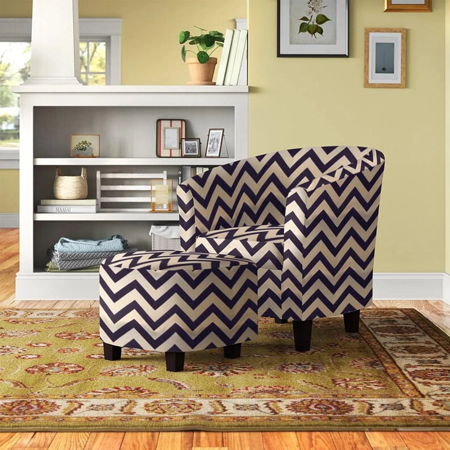 Nathaniel Home Modern Upholstered Accent Chair with Ottoman F360