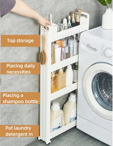Slim Storage Cabinet with Wheels Narrow Shelf Rack 3 Tier P5387