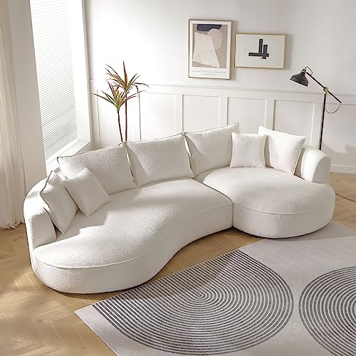Modern Sectional Curved Sofa Couch for Living Room, 5-Seat Eco-leather, Orange X886073