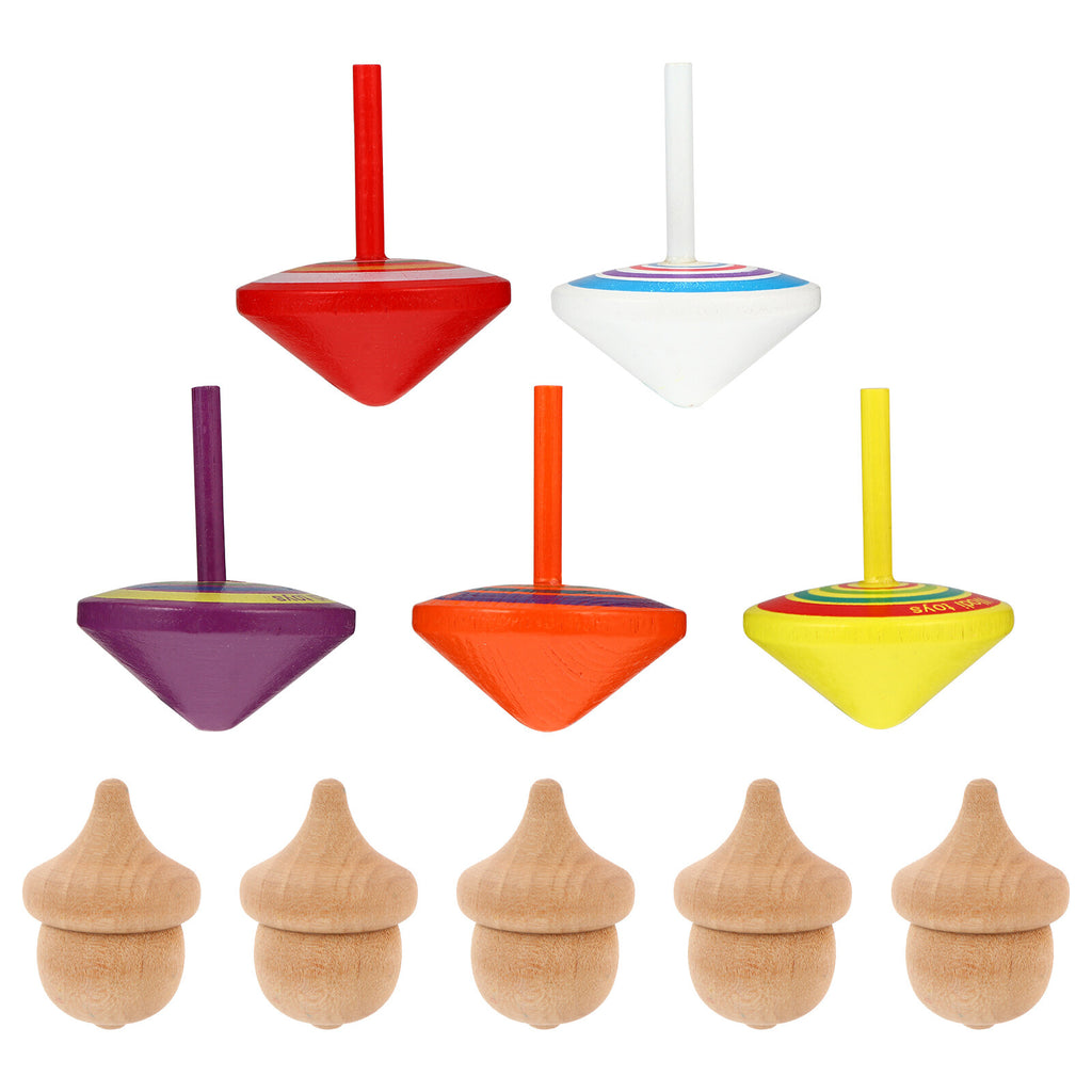 BESTONZON 10pcs Funny Tops Toy Wooden Children Toddler Toys(Random Color)