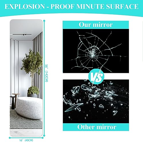 Black Full Length Door Mirror 39"x12" Wall Mounted F1231