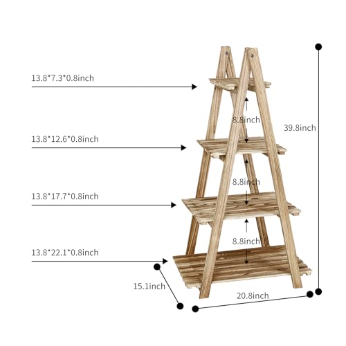 4-Tier Wood Ladder Shelf for Living Room, Home Office I3917