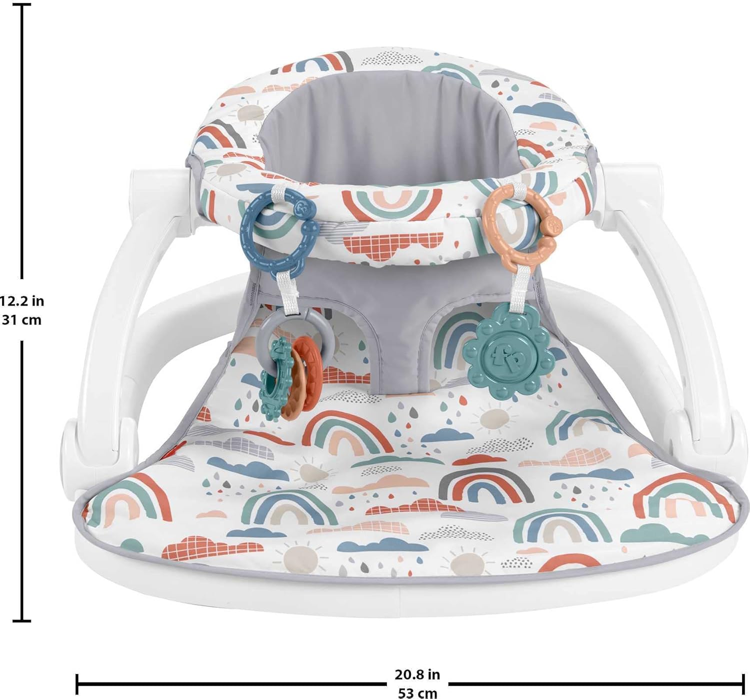 Fisher-Price Sit-Me-Up Floor Seat with Developmental Toys, Rainbow Sprinkles N563787
