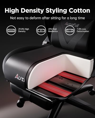 AutoFull C3 Gaming Chair with Ergonomic Cushion, PU Leather, Footrest and Lumbar Support I3745