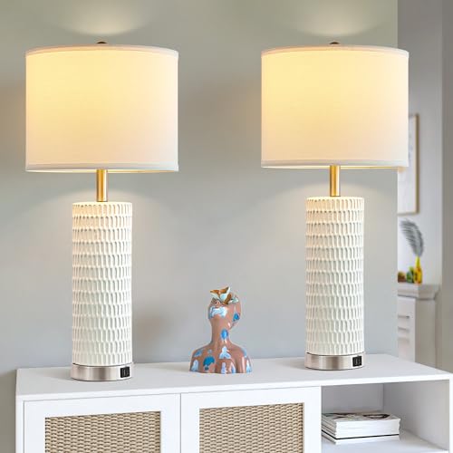 Table Lamps for Living Room Set of 2, 29.7" Tall with Dual USB Ports S24545