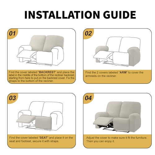 HDCAXKJ Waterproof Loveseat Recliner Cover for 2 Seat Couch Sofa, Orange N9642