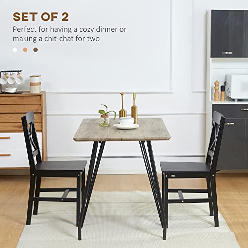 HOMCOM Modern Farmhouse Dining Chairs Set of 2, Wooden Cross Back, Black M618837