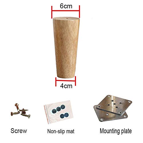 4Pcs Tapered Wooden Furniture Legs for Sofa Desk Cabinet, 1000 Lbs Load, 60cm S598809