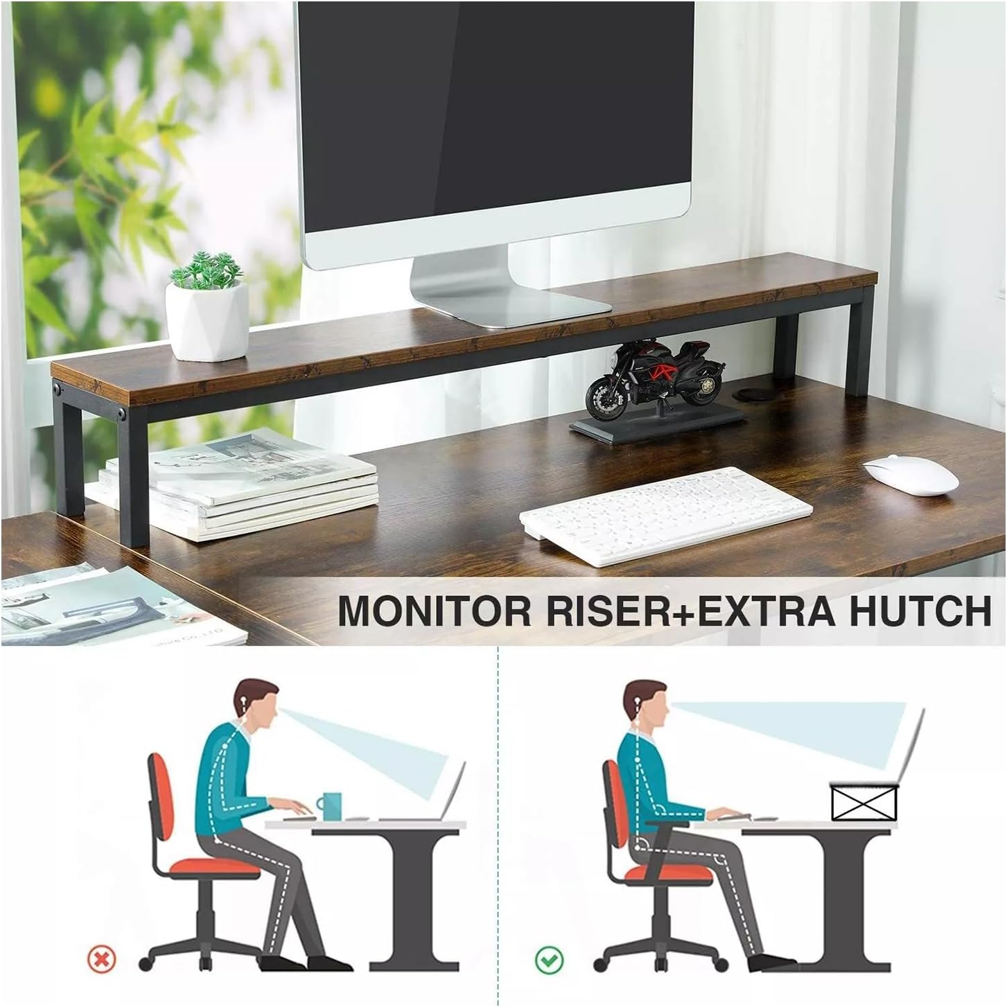 Brown 95 Inches Home Office Computer Gaming Desk for 2 Person with RGB LED Lights E66924