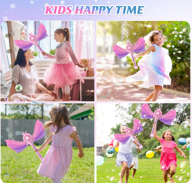 WLHONG Bubble Wands for Kids, Light Up with Music Automatic Bubble Machine B49116