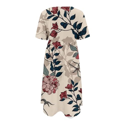 Boho Floral Midi Dress with Pockets Z467002