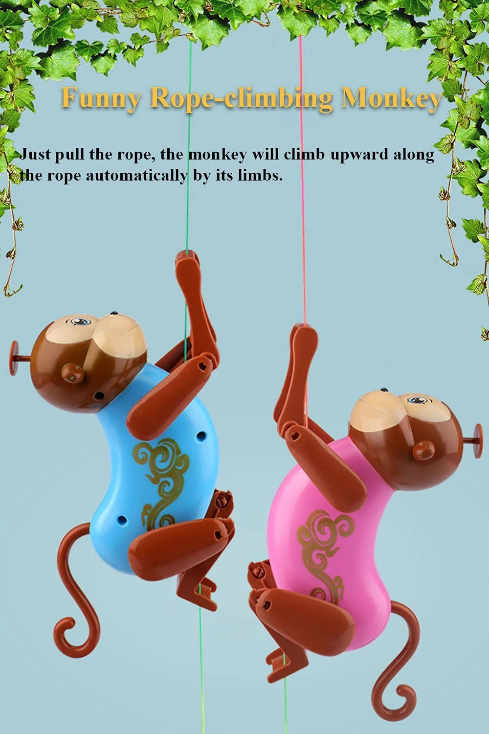Rope-Climbing Monkey Toy with Sound Effect for Kids (Pink) Y56592