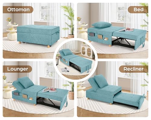 4-in-1 Convertible Sofa Bed Chair with Adjustable Backrest, Black P1448