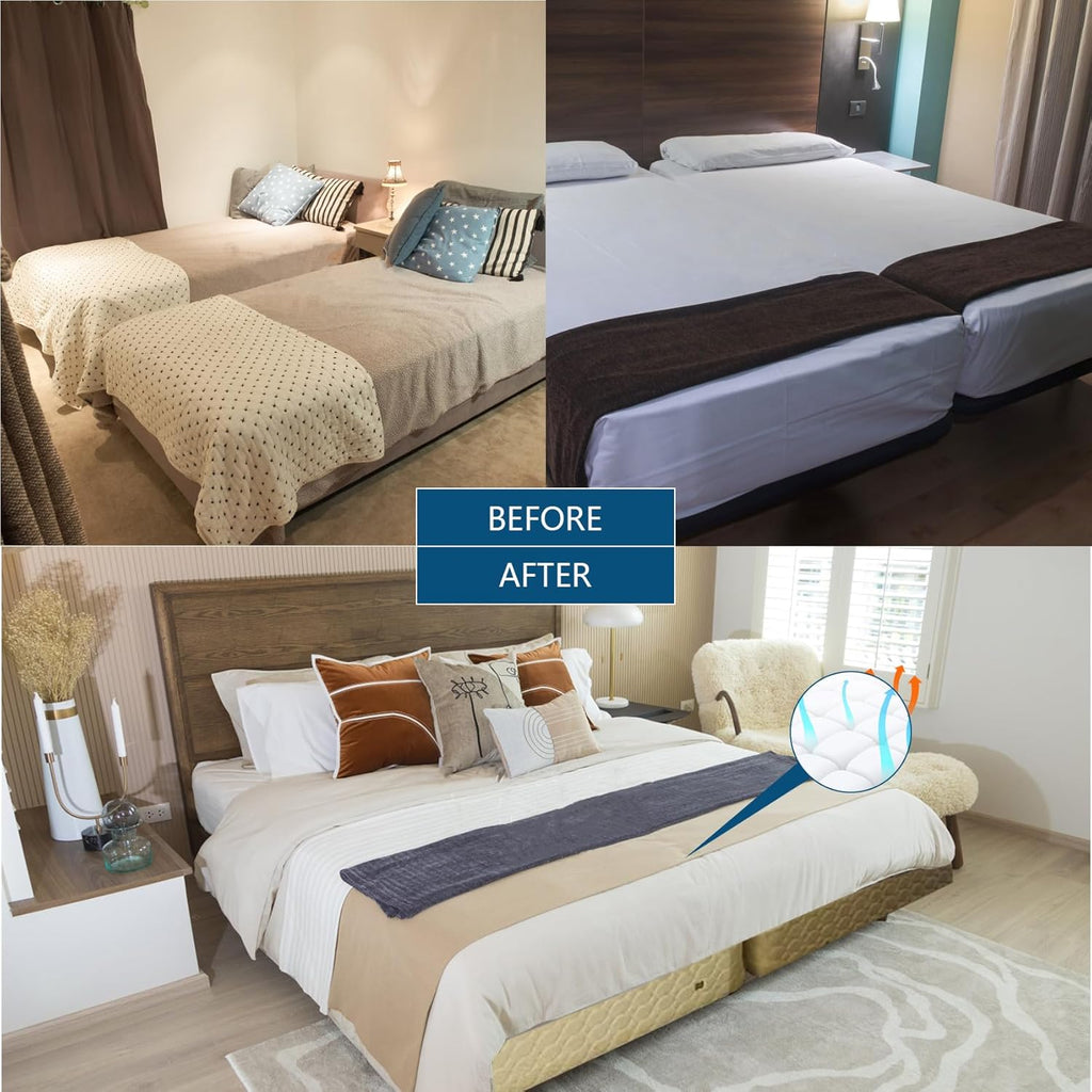 Bed Bridge for Split King Adjustable, Twin to King Converter Kit with Non-Slip 12" Design Q47796