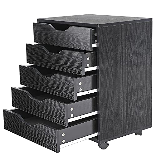 ZENY 5 Drawers Chest Mobile File Cabinet with Casters, White I62008