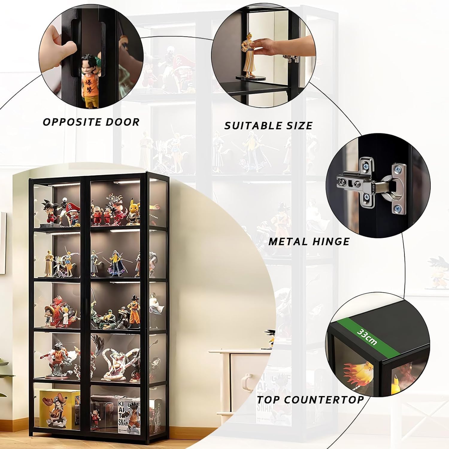 5-Tier Curio Display Cabinet with Acrylic Glass Door X6881