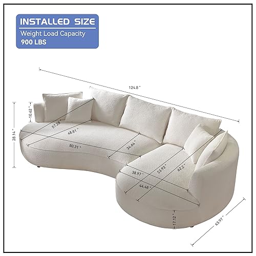 Modern Sectional Curved Sofa Couch for Living Room, 5-Seat Eco-leather, Orange X886073