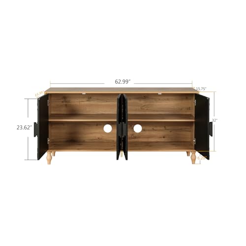 Carved Flower Sideboard Buffet Cabinet with Storage, 63" P1969