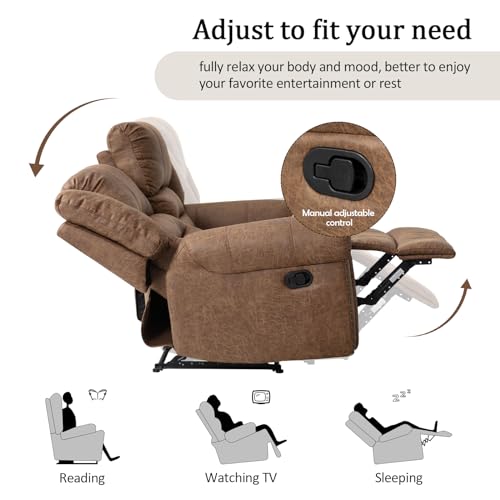 CANMOV Manual Recliner Sofa Set 2 Pieces Living Room Furniture Nut Brown B218538