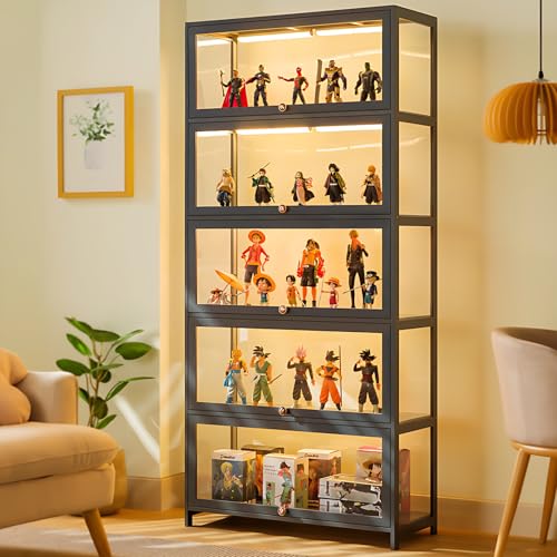 Curio Display Cabinet 5-Tier with Acrylic Glass Door, Brown S8457
