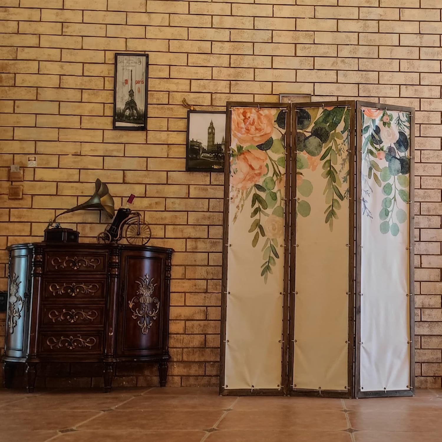 Oriental Furniture Room Divider Screen 3-Panel Foldable Freestanding 71" Tall K743