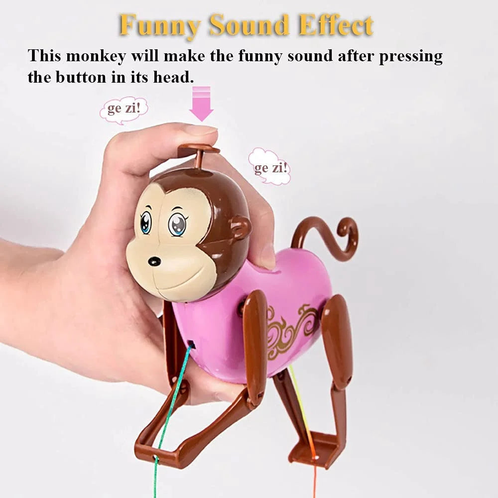 Rope-Climbing Monkey Toy with Sound Effect for Kids (Pink) Y56592