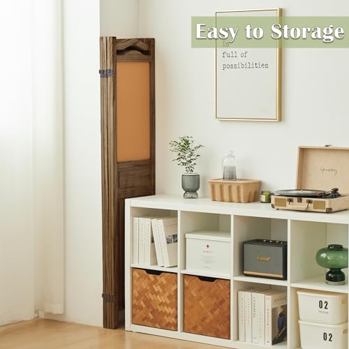 6 Panel Room Divider, 5.6FT Wood Folding Privacy Screen, Light Brown I286444