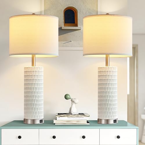 Table Lamps for Living Room Set of 2, 29.7" Tall with Dual USB Ports S24545
