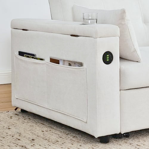 Convertible Sofa Bed 54" with USB Port, Pillow and Side Pockets Q92801
