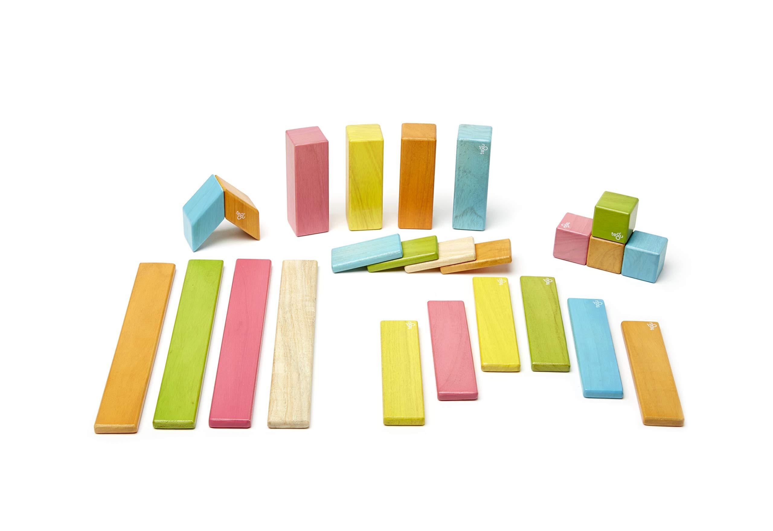 Tegu Magnetic Wooden Block Set, 24 Piece, Tints J9033