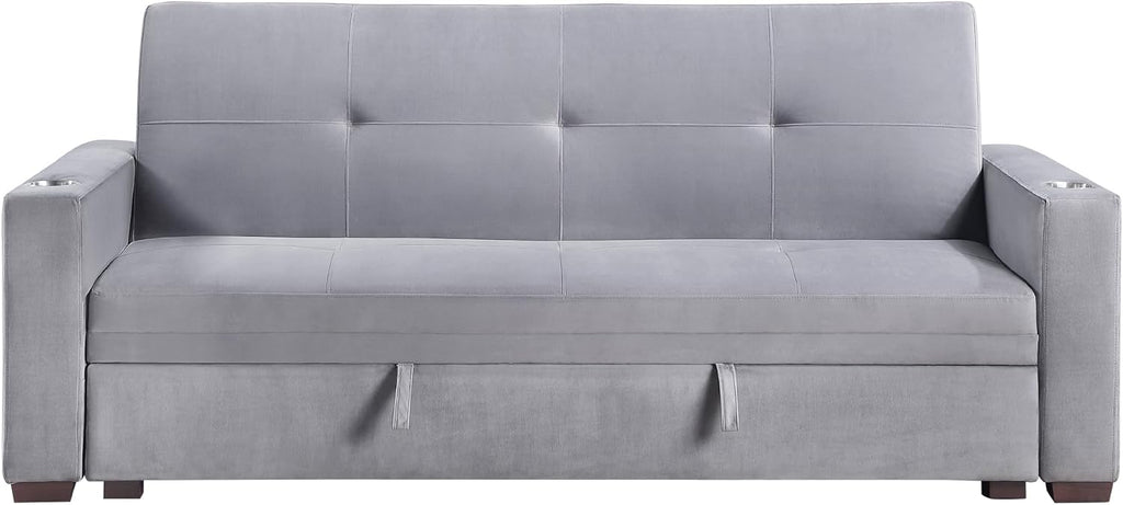 Lexicon Futon Sofa Bed with Storage, Grey P6404