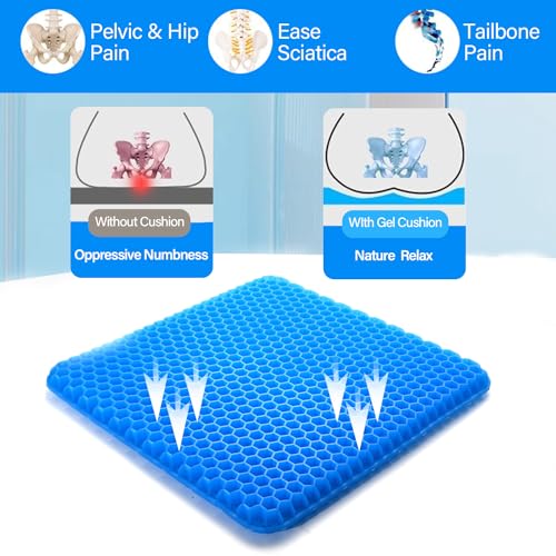 Large Cooling Gel Seat Cushion with Non-Slip Cover for Office, Car, and Desk A397244