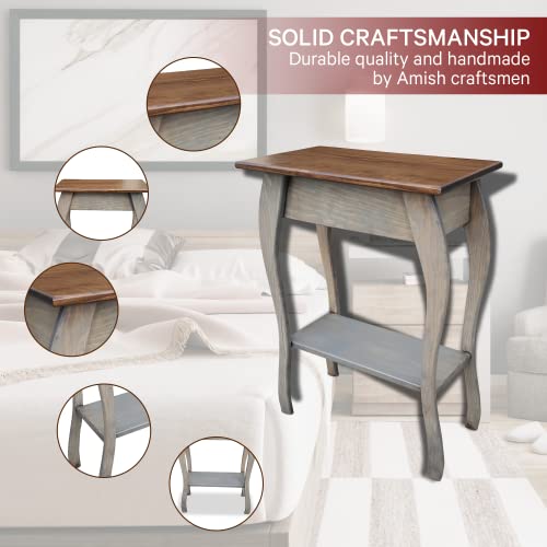 Peaceful Classics Wooden End Table with 2-Tiered Shelves, Mocha N936304