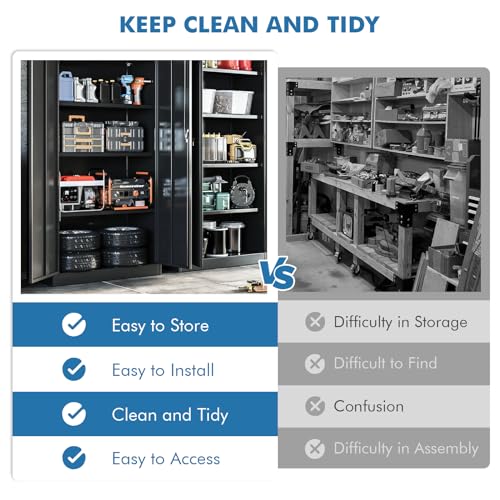 Qiaoxuan Metal Garage Storage Cabinet with 2 Doors and 4 Adjustable Shelves I354