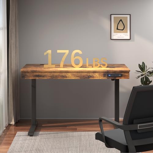 Height Adjustable Electric Standing Desk 48 x 24 Inches Sit Stand Desk Wood Workstation for Home Office P3325