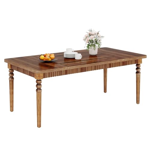 Tribesigns Farmhouse Dining Table for 4-6 People, 63-Inch Rectangular Kitchen Table, Oak R581