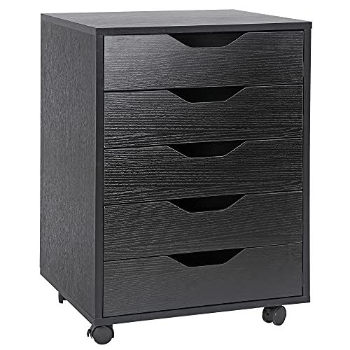 ZENY 5 Drawers Chest, Mobile File Cabinet with Casters, Home Office Storage Cabinet Under Desk Cabinet Storage Drawers Desk (White)